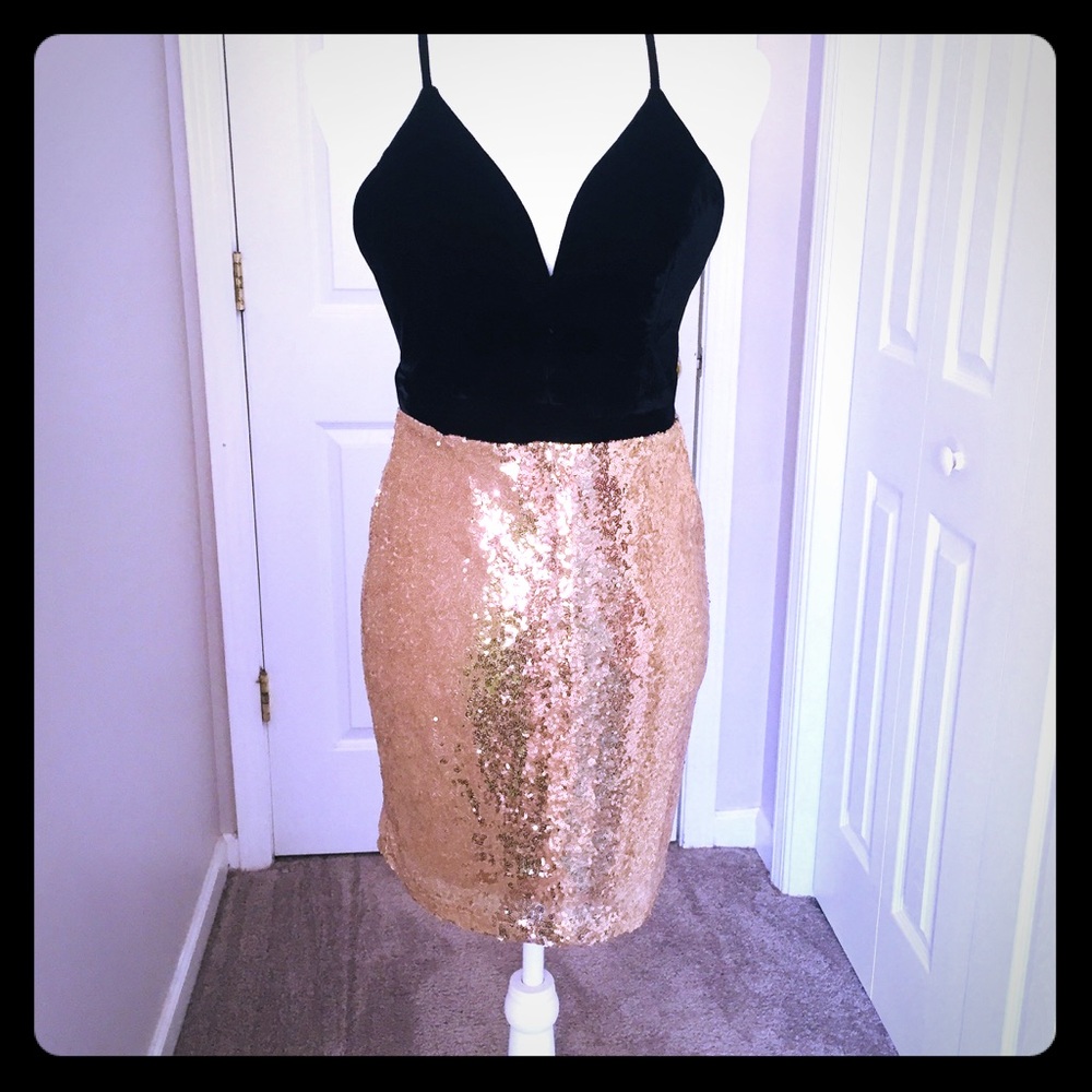Black and gold dress
